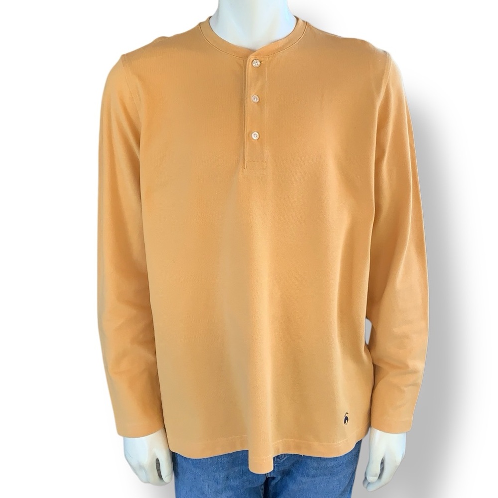 Brooks Brothers 1818 Golden Yellow Cotton Pique Henley Large